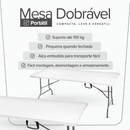 Mesa Dobrável Tipo Maleta Prática e Durável 180x60cm — Portátil, Resistente, Fácil de Montar e Guardar